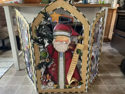 Unique Vintage Christmas Fireplace screen Can be used as part of your Christmas tree decor Located i...