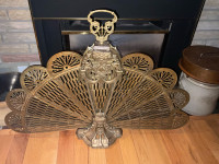 Vintage Brass Fireplace “Peacock” Screen $325
