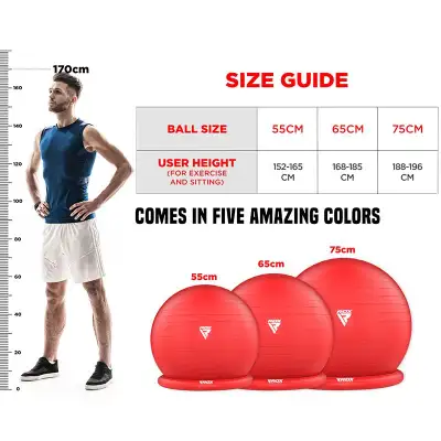 RDX Pro Exercise Ball with Base & Resistance Training Straps, View more