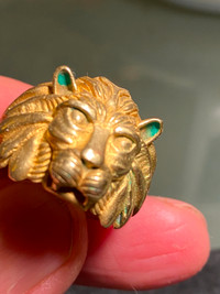 Lion Head Ring Metal Brass 10 Size