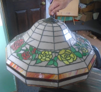 Tiffany swag lamp stained glass design