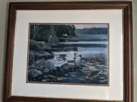 Nature Print of Two Loons on a Lake 