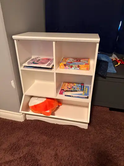White bookshelf with toy storage , View more