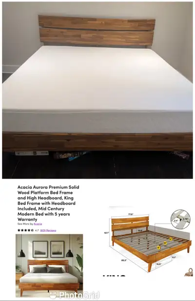 Wayfair King Size Bed with Mattress – Excellent Condition King size bed from Wayfair, purchased a ye...