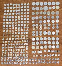 330 Vintage Assorted Round Buttons White - Off-White - Clear