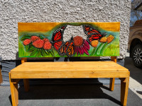 Monarch and milkweed bench