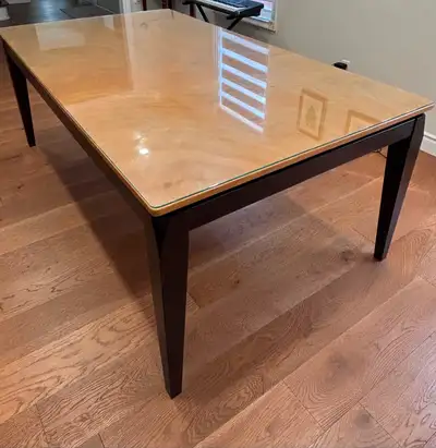 Dining table with a glass top, View more