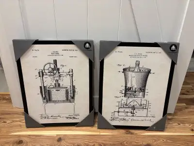 New - Canvas Framed Wine Theme Patent Print, View more
