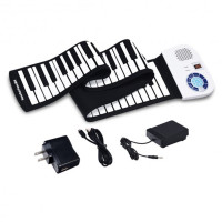 Electronic Roll Up Piano Silicone Keyboard For Beginners-White