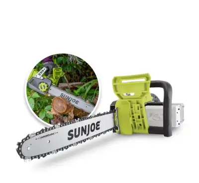 Sun Joe 16-inch 48V Cordless Electric Chainsaw Kit with 2 x 2.0 Ah Batteries + Charger BRAND NEW IN...