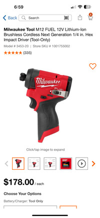 BRAND NEW MILWAUKEE M12 FUEL IMPACT DRIVER WITH CHARGER. 160$