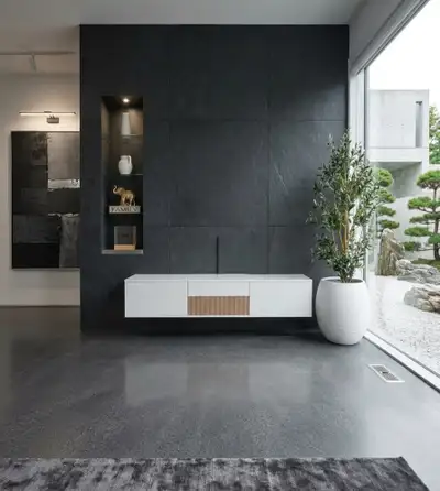 Modern White Media Console 71 inch long ( accomodate 80 inch tv), View more