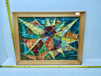 LARGE VINTAGE OIL OF BOARD SPIDER WEB ABSTRACT - SHIRLEY JACKSON