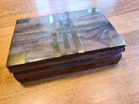 Wooden Tricket Box with Brass Accents