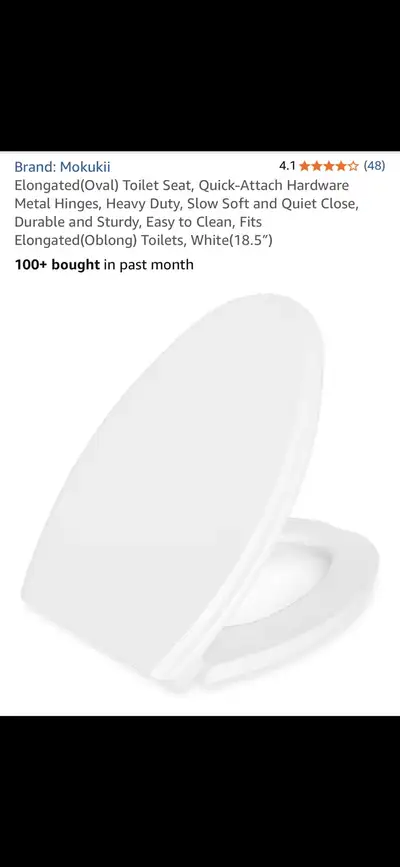 18.5 “ White Oval Toilet seat(NEW), View more