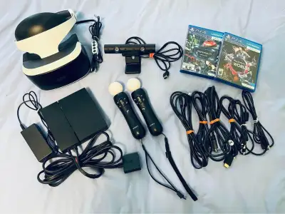 Sony Playstation PS VR for PS4 Virtual Reality Headset 1st Generation Complete set with Motion Wands...