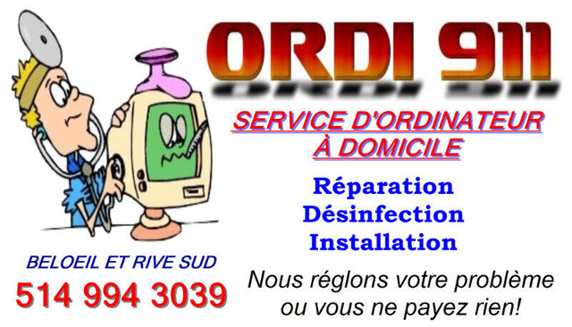 Ordi 911 Réparation ordinateur à domicile ou à distance dans Services (Formation et réparation)  à Longueuil/Rive Sud