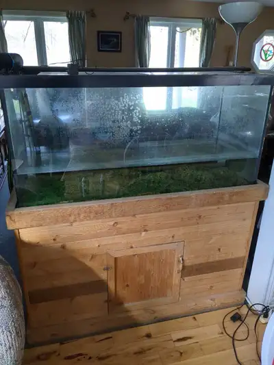 90 gallon saltwater aquarium - heater - light assembly - glass top - cannister filter needs replacem...