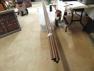6 lengths of 3/4 copper pipe type M new old stock 12 ft long one is 6 inch short have the piece sold...