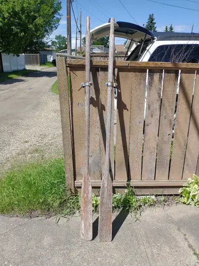 Pair of Boat Oars Full Sized Wood Mounting Hardware, View more