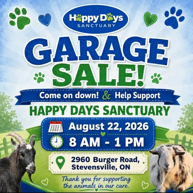 Happy Days Sanctuary Garage Sale Fundraiser