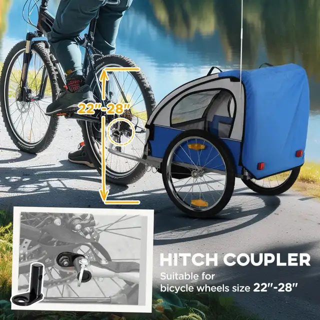 51.2”x30”x34.7” 2-Seat Child Bike Trailer for Kids, Blue in Kids in Markham / York Region - Image 8