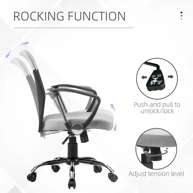 Mid Back Office Chair, Linen Adjustable Office Chair with Lumbar in Chairs & Recliners in Markham / York Region - Image 6