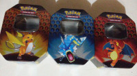 Set of three empty Pokemon tins (new)