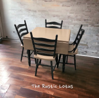 Super Cute Refinished Antique Table and 4 Chairs