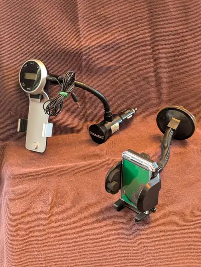 FM transmitter & 30-pin iPhone car charger, suction cup mount, View more