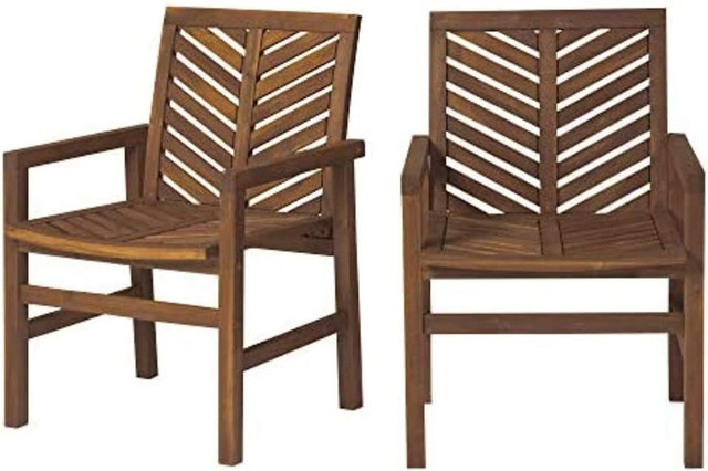 2 Piece Outdoor Patio Chevron Wood Chair Set in Patio & Garden Furniture in Mississauga / Peel Region - Image 2