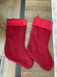 POTTERY BARN Sherpa Teddy Red CHRISTMAS Stockings Brand NEW X 2