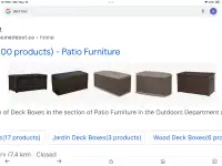 Looking for deck box/cushion box at reasonable price.
