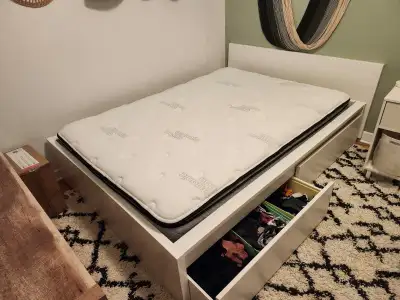 Matelas double et base de lit avec rangements ( 4 tiroirs), View more