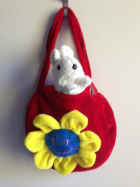 Bunny Rabbit Pet with Carrier Bag Red Purse