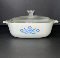 Corning Ware 4 Cup Blue Cornflower Casserole Dish Retro Vintage