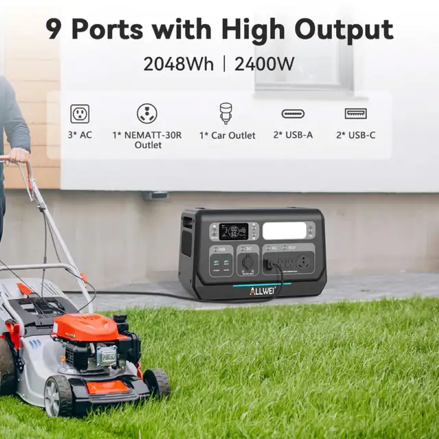 ALLWEI Portable Power Station | 2400W Inverter | 2048Wh Battery64667462381186122