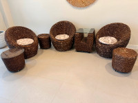 Natural Real Wicker 7 piece set