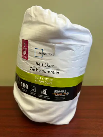 NEW MAINSTAYS Double White Soft Cotton Bed Skirt Bed Skirt, View more