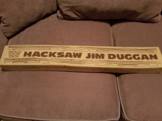 HACKSAW JIM DUGGAN ORIGINAL WWF FOAM 2 BY 4 (very rare) in Arts & Collectibles in City of Toronto