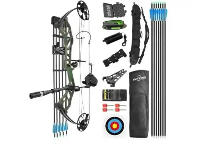 Compound Bow Kit, Made in The USA Gordon Limbs, Draw Weight 19~75 Lbs Draw Length 19~30", IBO 320FPS...