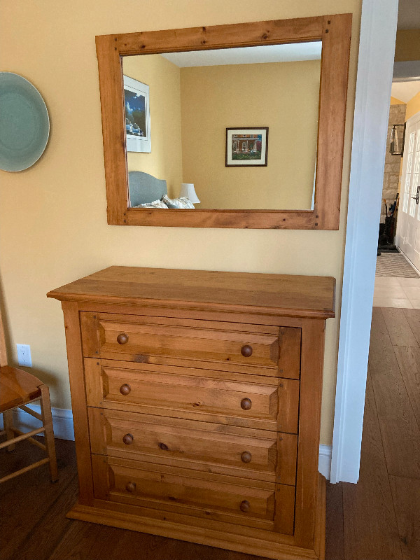 Pine Chest of Drawers, Mirror & 2 Bedside Tables in Multi-item in Belleville
