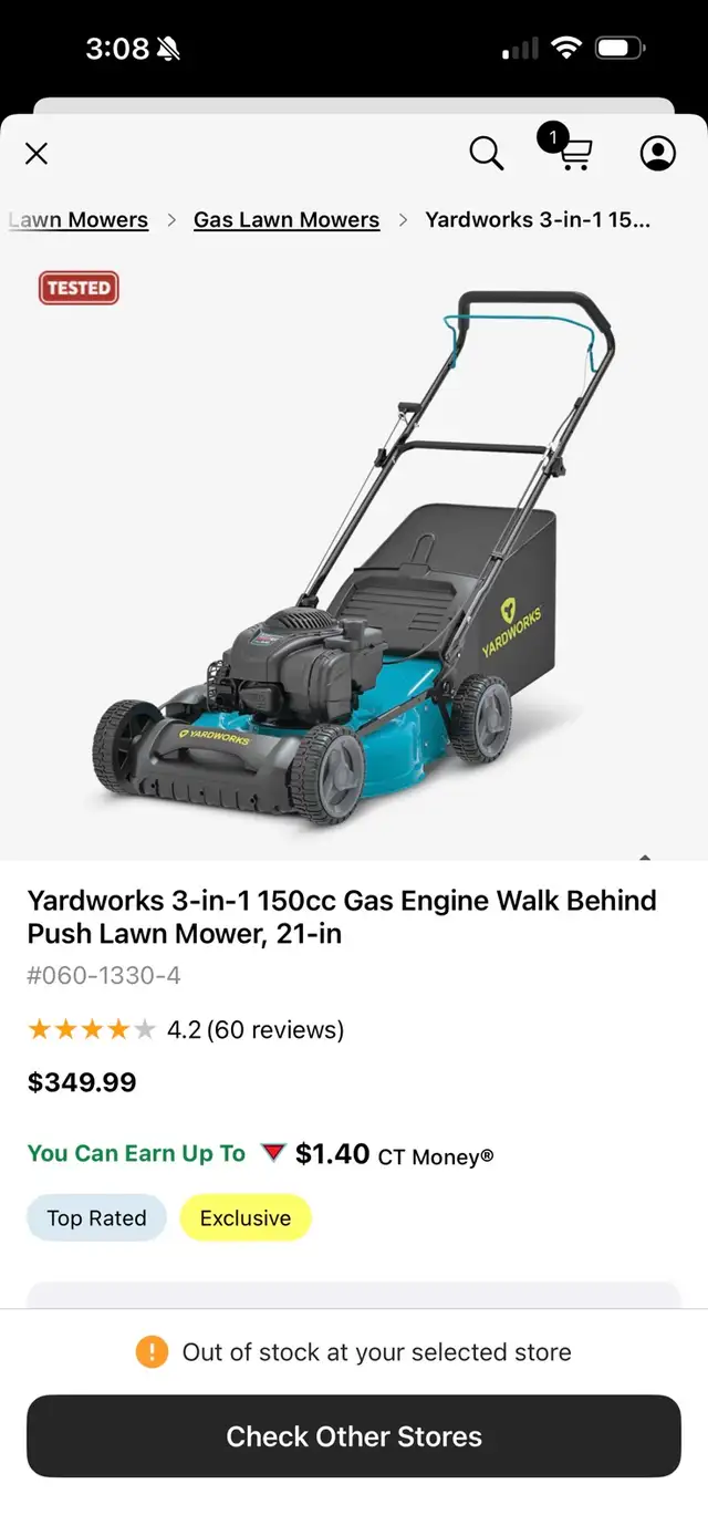 Yardworks 3-in-1 Gas Lawn Mower (new) in Lawnmowers & Leaf Blowers in Kitchener / Waterloo - Image 5