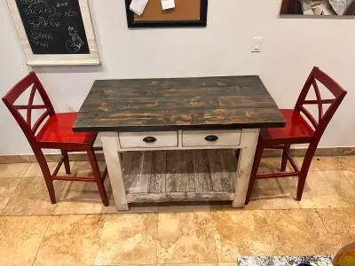 Kimberly Jackson island butcher block style rustic table, View more