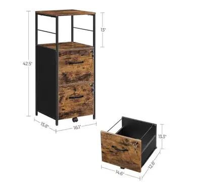 Filing Cabinet Letter Size 2 Drawers Printer Stand, View more