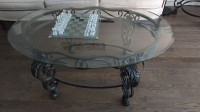Elegant metal and glass coffe table