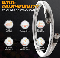 Cable coaxial RG6 qualite Bell ou videotron avec connecteurs