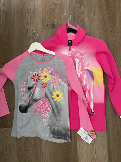 BNWT John Deere Girls Horse Hoodie & Long Sleeve Tee Shirt, View more