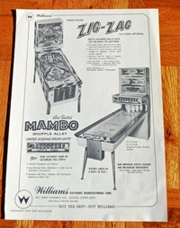 CANADIAN 1964 WILLIAMS PINBALL MACHINES VINTAGE ORIG AD - RETRO