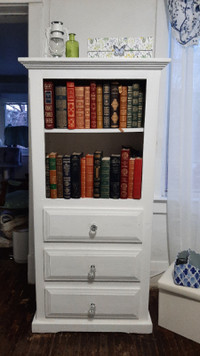 Custom White Bookcase/ Solid pine wood with Crystal Knobs